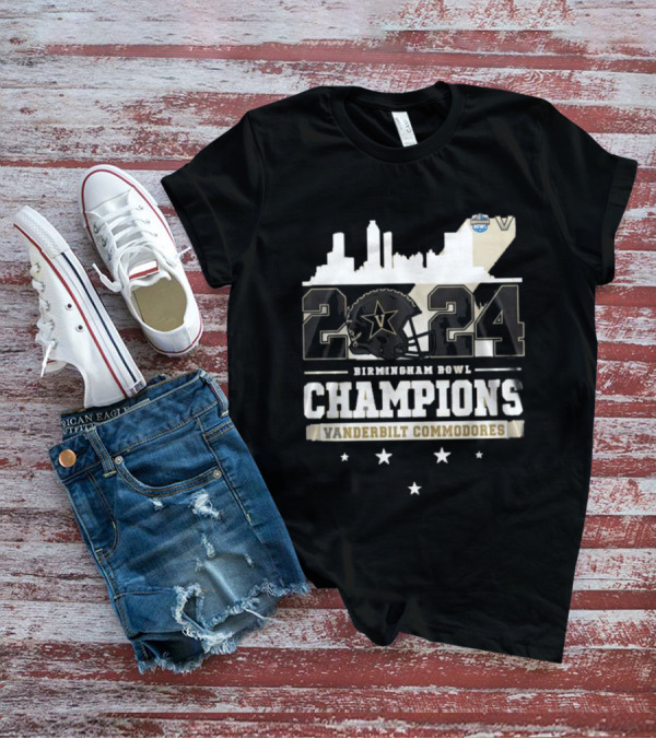 2024 Birmingham Bowl Champions Vanderbilt Commodores Skyline T-Shirt