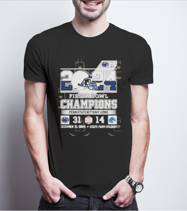 2024 Fiesta Bowl Champions Penn State Nittany Lions December 31 2024 35-14 Boise State Broncos T-Shirt