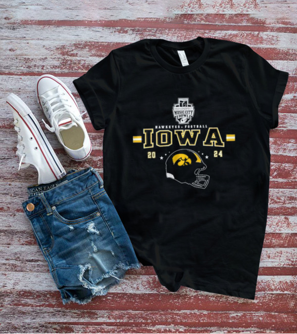TransPerfect Music City Bowl 2024 Iowa Hawkeyes Football Helmet T-Shirt