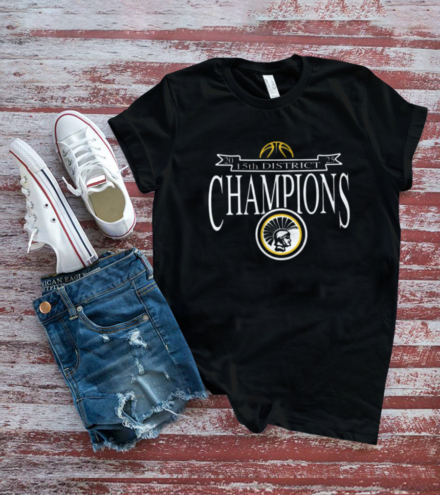 2025 Trojans 15th District Champions Basketball Spartan Icon T-Shirt