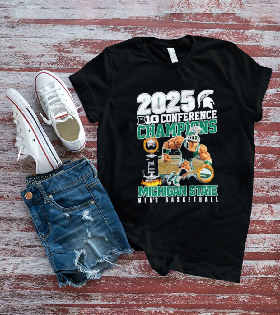 2025 B1G Conference Champions Michigan State Spartans Men's Basketball T-Shirt