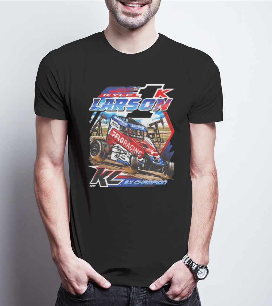 2025 Chili Bowl Pole Dash Kyle Larson FloRacing 2X Champion T-Shirt