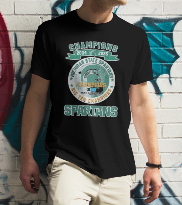 2024 2025 Michigan State Spartans Big Ten Champions Men's Basketball T-Shirt