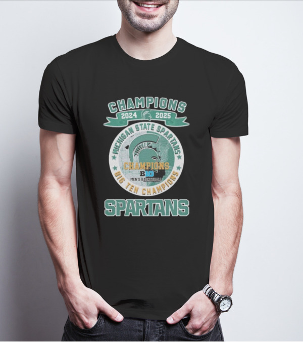 2024 2025 Michigan State Spartans Big Ten Champions Men's Basketball T-Shirt