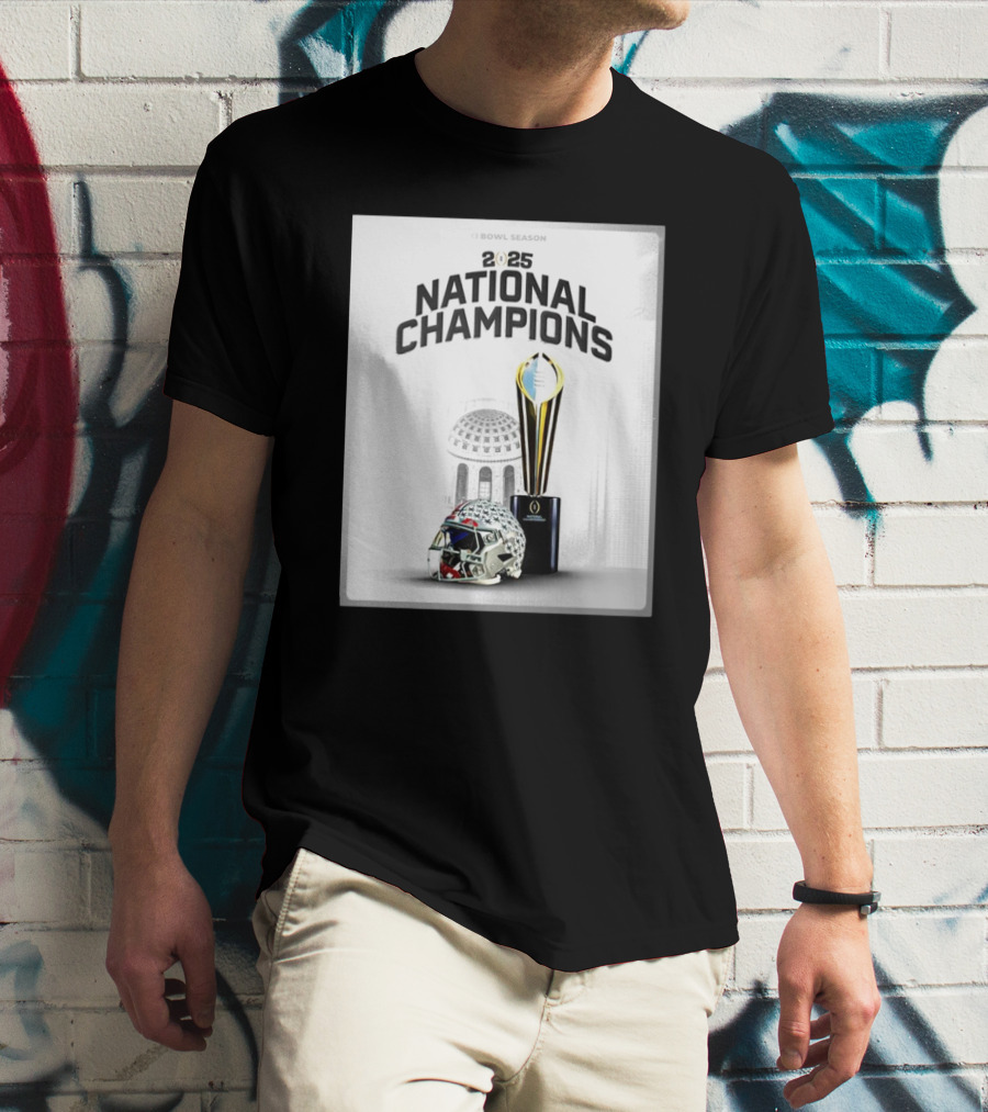 2025 Bowl Season National Champions Trophy Ohio State Buckeyes Helmet T-Shirt