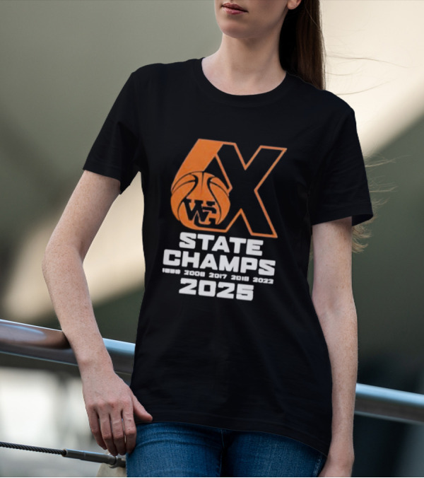 6X WG State Champs 2025 With Basketball Graphic T-Shirt
