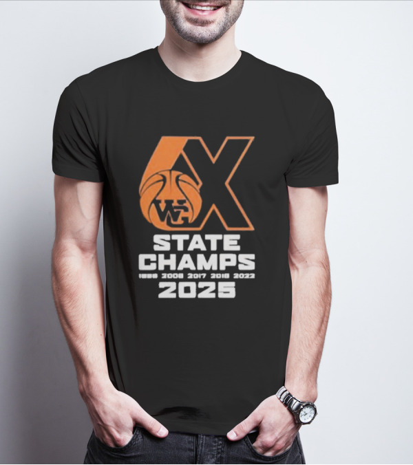 6X WG State Champs 2025 With Basketball Graphic T-Shirt