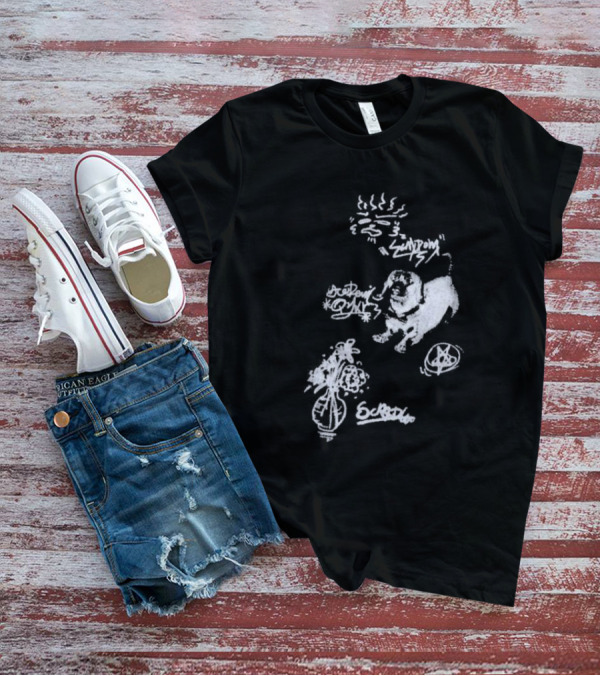Aelfric Eden Graffiti Dog Flower Crown Art Doodle T-Shirt
