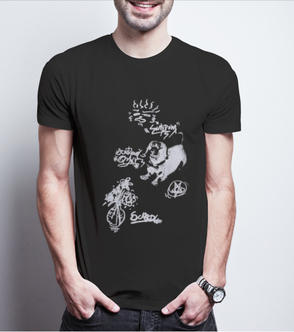 Aelfric Eden Graffiti Dog Flower Crown Art Doodle T-Shirt