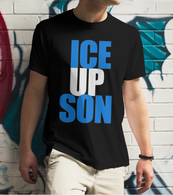 Albert Breer Ice Up Son Bold Blue And White Text T-Shirt
