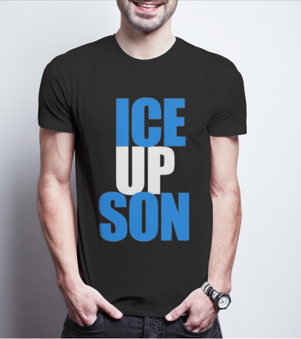 Albert Breer Ice Up Son Bold Blue And White Text T-Shirt