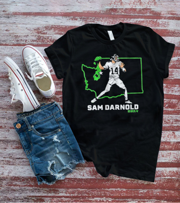Sam Darnold Number 14 Quarterback Washington State Outline Seattle T-Shirt