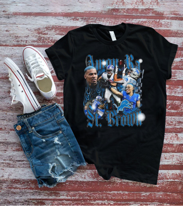 Amon Ra St. Brown Detroit Lions NFL Football Player Dynamic Collage T-Shirt