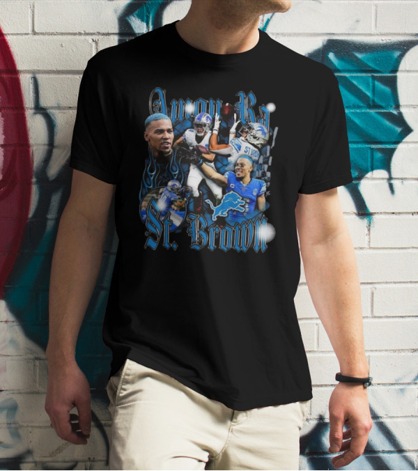 Amon Ra St. Brown Detroit Lions NFL Football Player Dynamic Collage T-Shirt