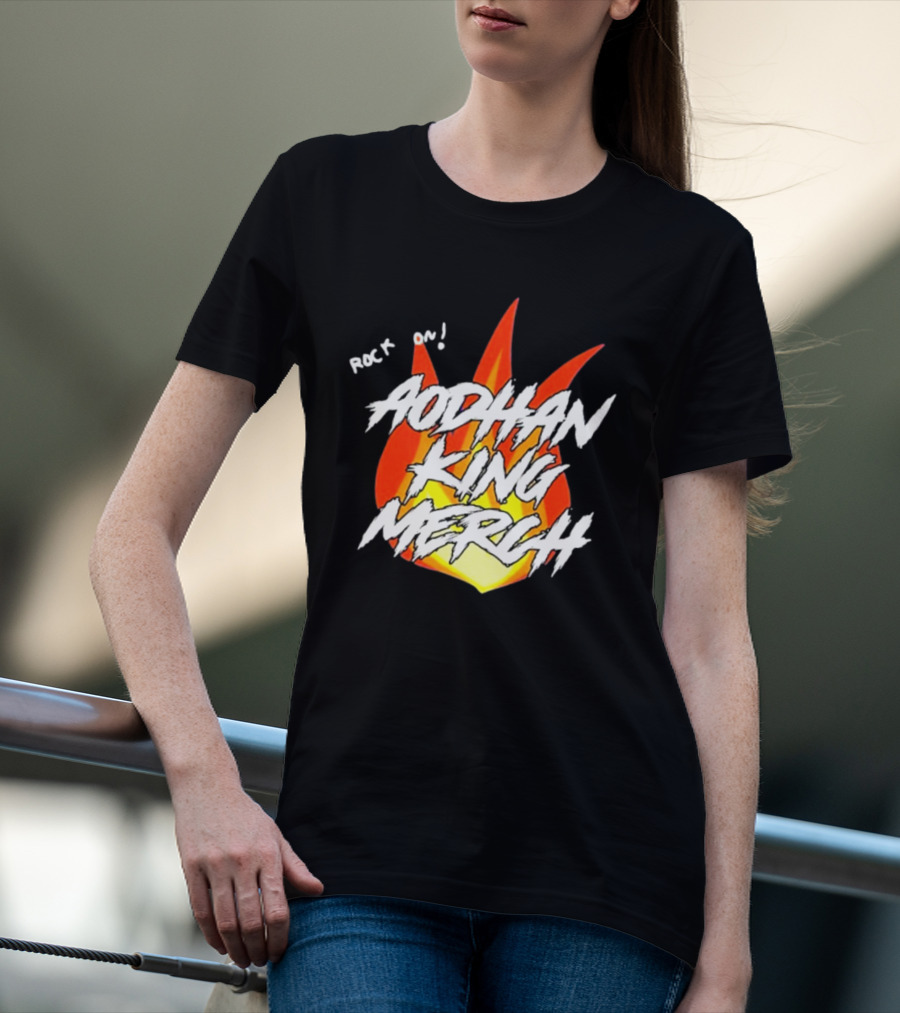 Aodhan King Rock On Flames Merch T-Shirt