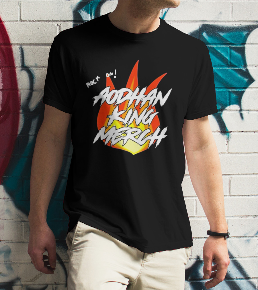 Aodhan King Rock On Flames Merch T-Shirt