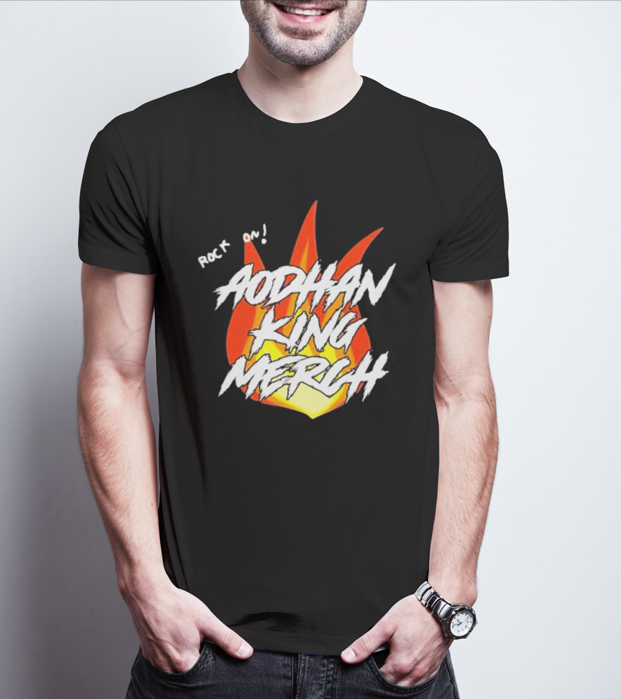 Aodhan King Rock On Flames Merch T-Shirt