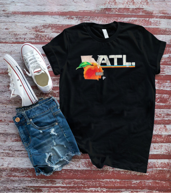 ATL Atlanta Falcons 2025 NFL Draft Peach Georgia Map Icon T-Shirt