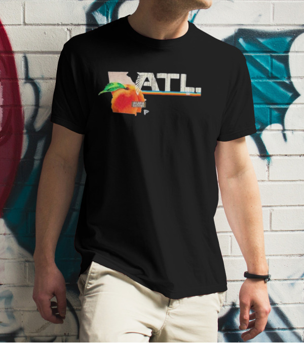 ATL Atlanta Falcons 2025 NFL Draft Peach Georgia Map Icon T-Shirt