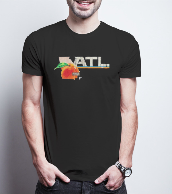 ATL Atlanta Falcons 2025 NFL Draft Peach Georgia Map Icon T-Shirt