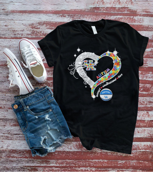 Autism Accept Understand Love Puzzle Heart Kentucky Wildcats UK Basketball T-Shirt