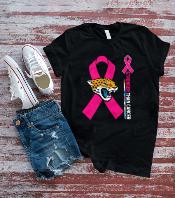 Awareness Stronger Than Cancer Pink Ribbon Jacksonville Jaguars T-Shirt