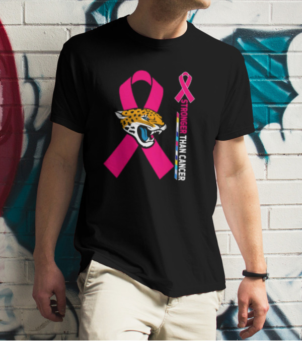 Awareness Stronger Than Cancer Pink Ribbon Jacksonville Jaguars T-Shirt
