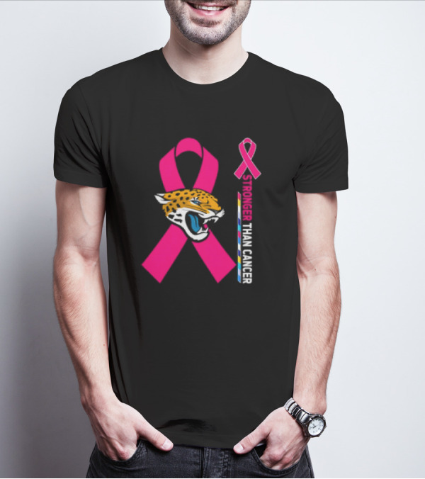 Awareness Stronger Than Cancer Pink Ribbon Jacksonville Jaguars T-Shirt
