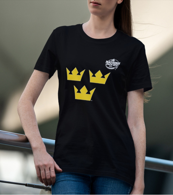Awesome Sweden 2025 4 Nations Face-Off Primary Tre Kronor Yellow Crowns T-Shirt
