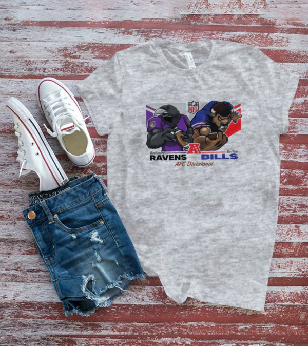 Baltimore Ravens Vs Buffalo Bills NFL AFC Divisional Mascot Clash T-Shirt