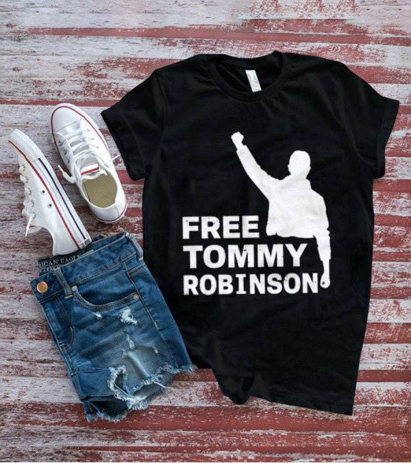 Free Tommy Robinson Activist Silhouette Fist Raised T-Shirt