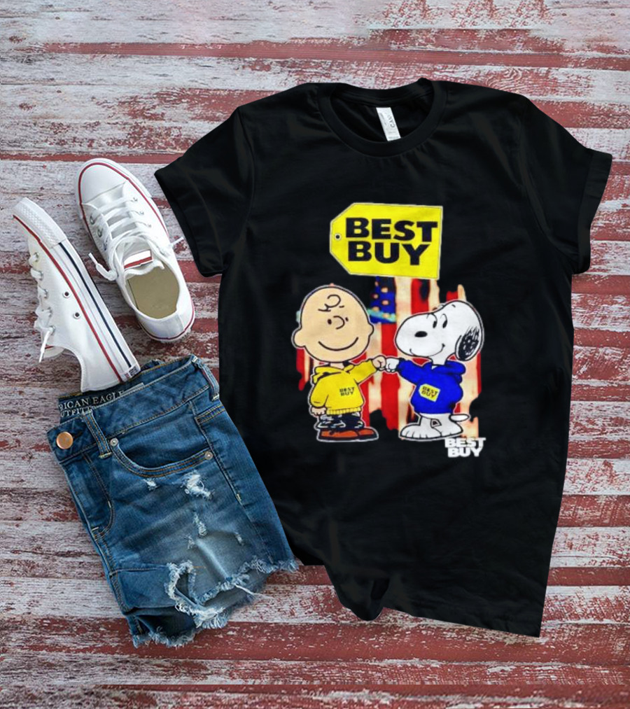 Best Buy Charlie Brown Snoopy Yellow Blue S Fist Bump T-Shirt