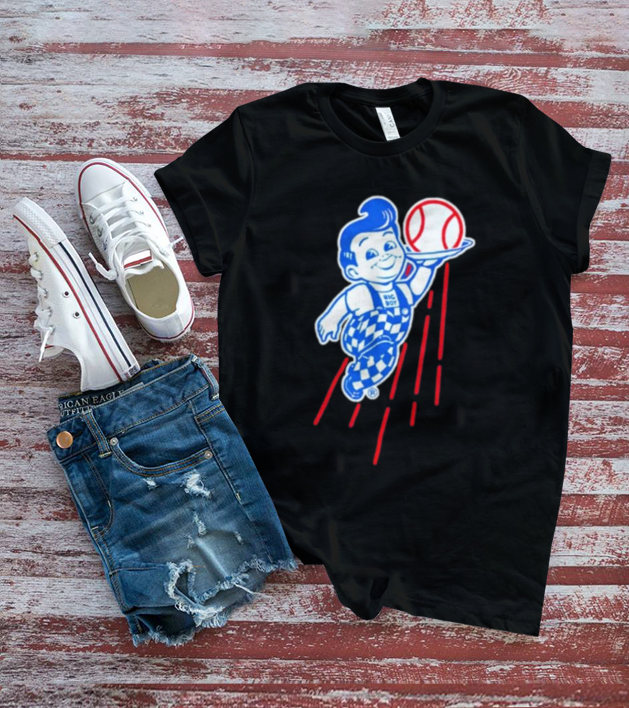 Big Boy Baseball Los Angeles Dodgers Checker Overalls Red Stripes T-Shirt