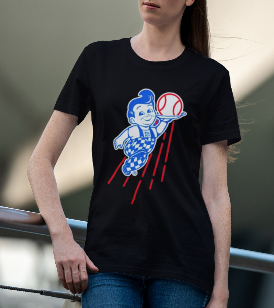 Big Boy Baseball Los Angeles Dodgers Checker Overalls Red Stripes T-Shirt