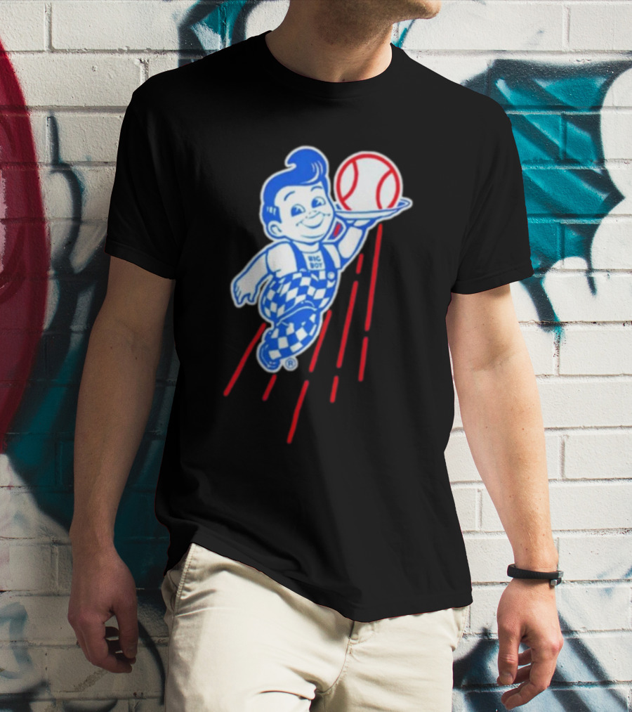 Big Boy Baseball Los Angeles Dodgers Checker Overalls Red Stripes T-Shirt