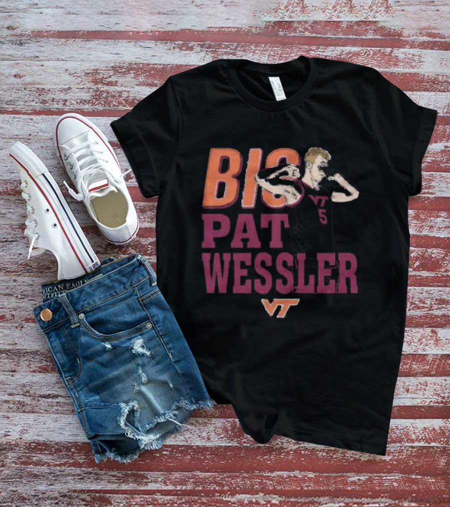 Big Pat Wessler VT Hokies Player Cartoon T-Shirt