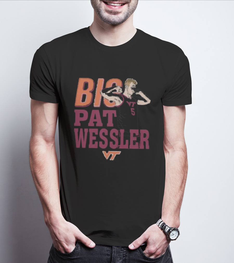 Big Pat Wessler VT Hokies Player Cartoon T-Shirt