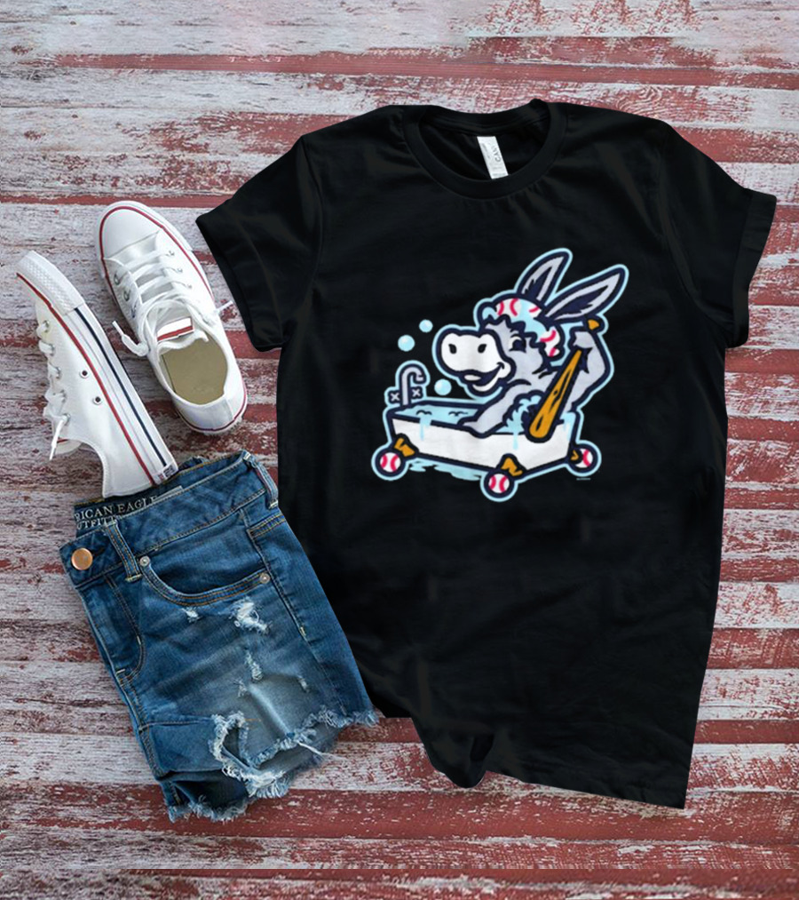 Binghamton Bathtub Donkeys Riding Bathtub Baseball Bats Binghamton Rumble Ponies T-Shirt