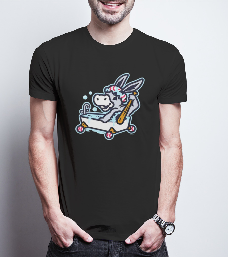 Binghamton Bathtub Donkeys Riding Bathtub Baseball Bats Binghamton Rumble Ponies T-Shirt