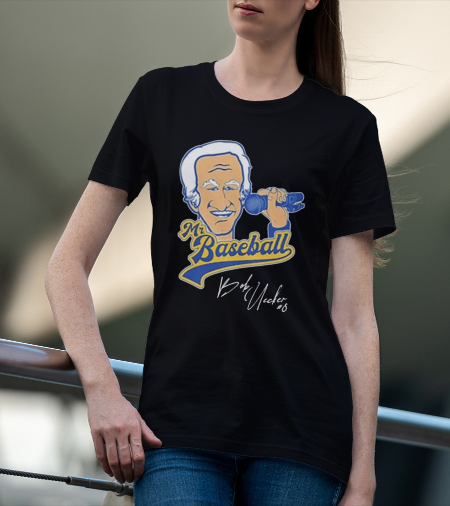 Mr Baseball Bob Uecker UECK Microphone Illustration T-Shirt