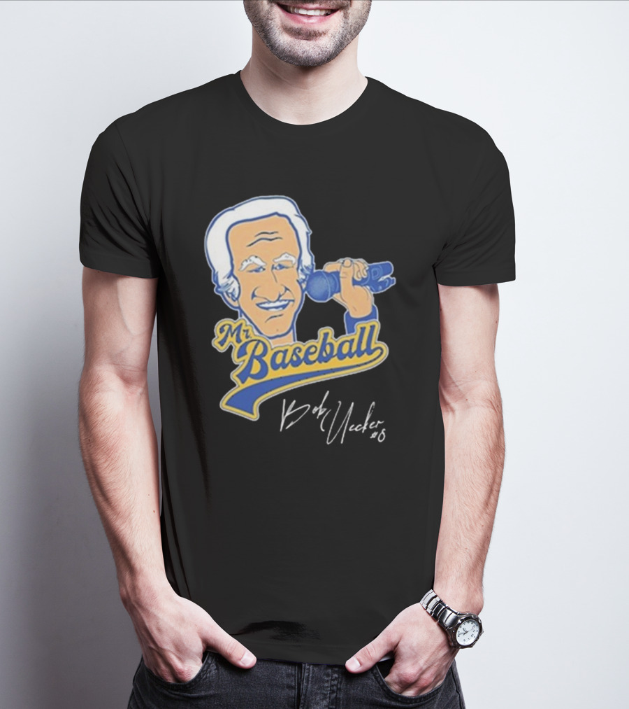 Mr Baseball Bob Uecker UECK Microphone Illustration T-Shirt