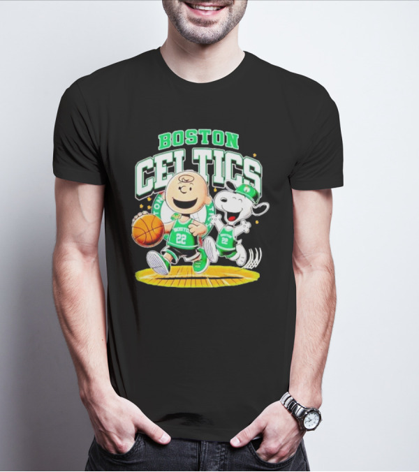 Boston Celtics Charlie Brown Snoopy Basketball Fan Fun T-Shirt