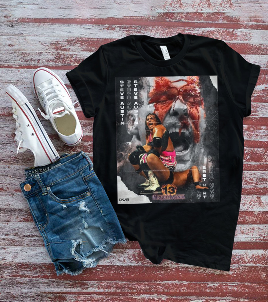 Bret Hart Vs Stone Cold Steve Austin 13 Wrestlemania WWE Vintage T-Shirt