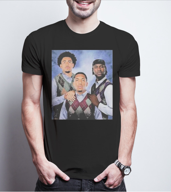 Bryce Young Chuba Hubbard Xavier Legette Vintage Argyle Sweater Step Brothers Look T-Shirt