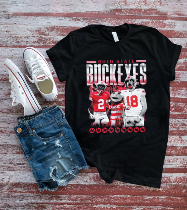 Caleb Downs X Will Howard Ohio State Buckeyes Mascot Graphic T-Shirt