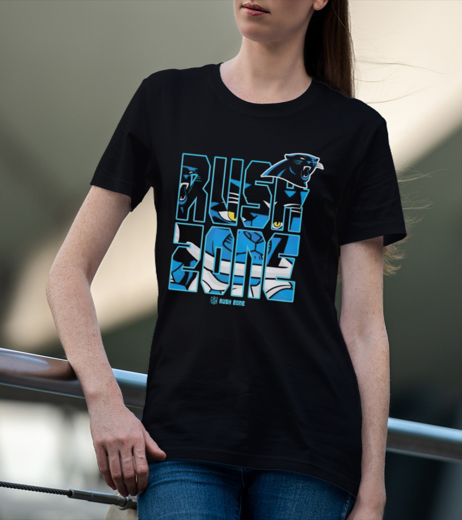 Carolina Panthers NFL Rush Zone Cartoon Football Logo T-Shirt