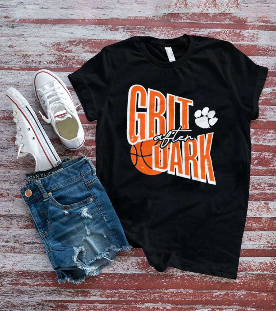 Clemson Tigers Grit After Dark Basketball With Paw Icon T-Shirt