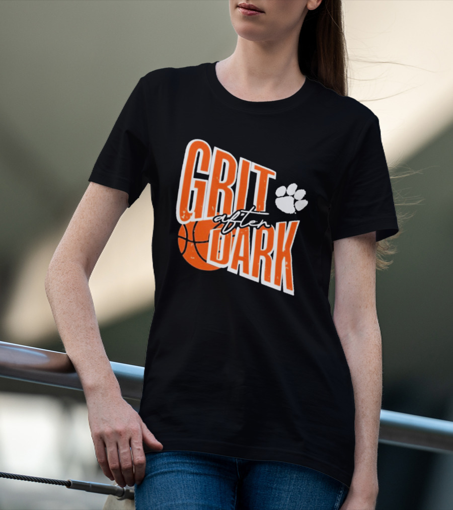 Clemson Tigers Grit After Dark Basketball With Paw Icon T-Shirt