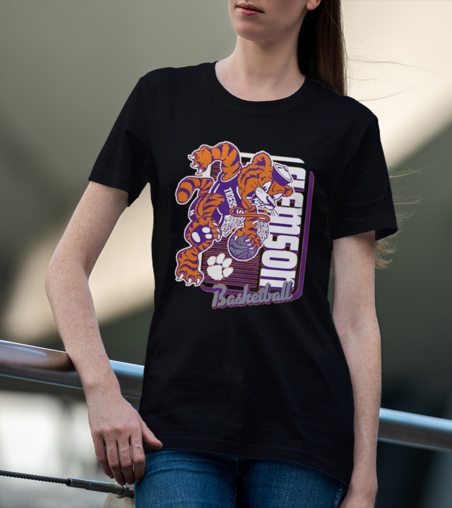 Clemson Tigers Basketball Mascot Dunk 2025 T-Shirt
