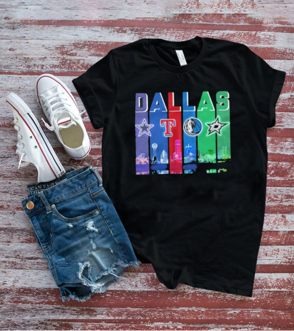 Dallas Retro Skyline Sports Teams Logo T-Shirt